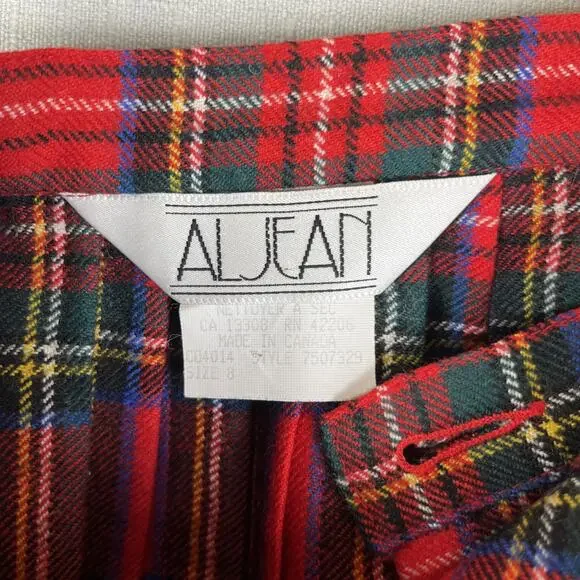 VTG Aljean 100% Wool Pleated Kilt Wrap Size 8 Midi Long Skirt Midi Canada Red - Picture 8 of 10